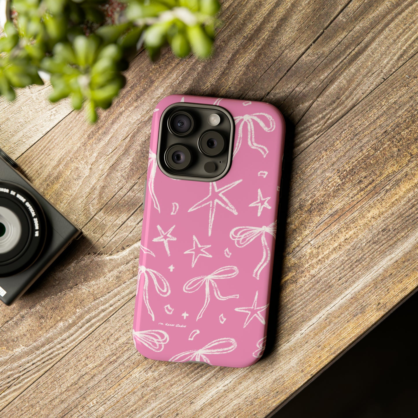 'Stars & Bows' Pink Double-Layered Protection Phone Case