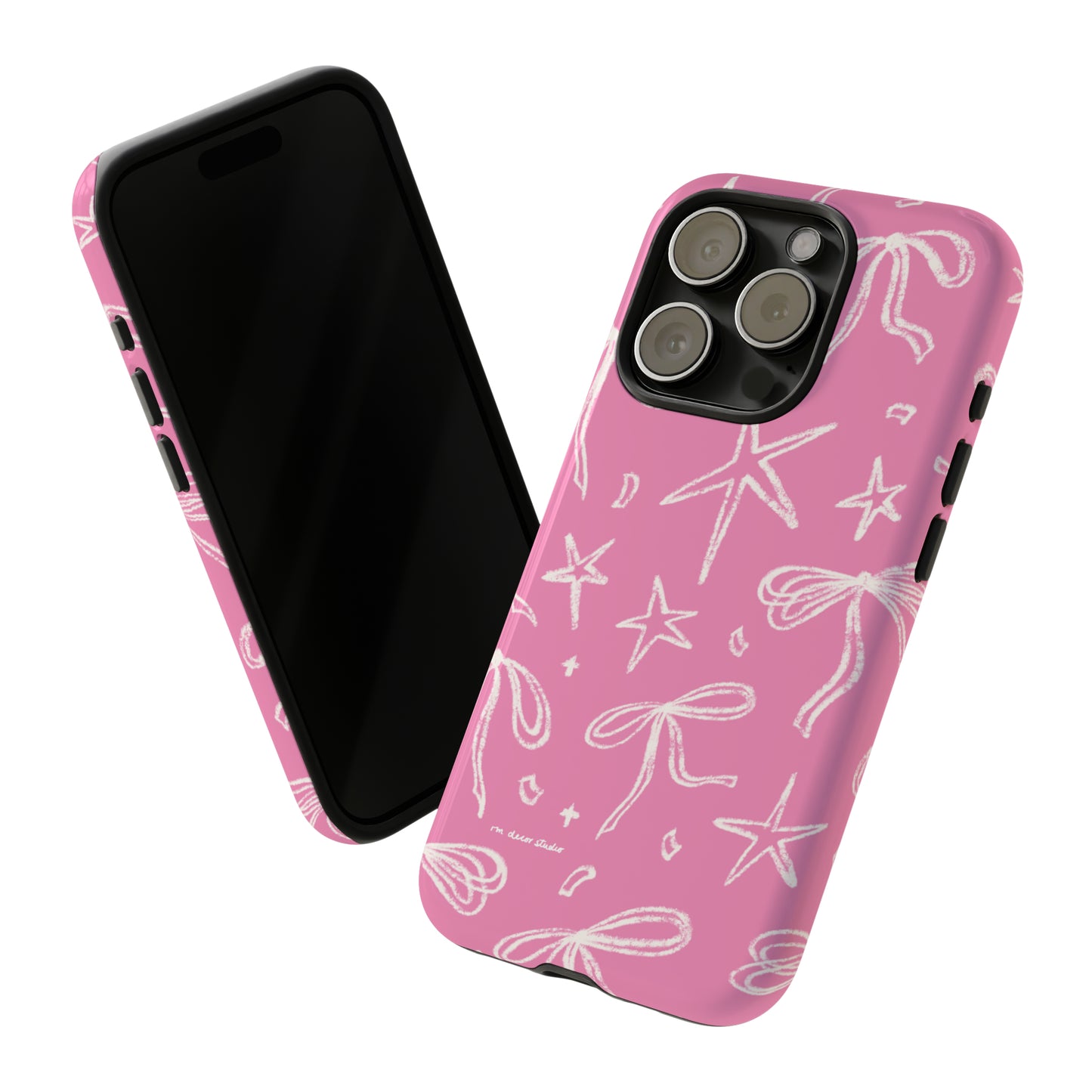 'Stars & Bows' Pink Double-Layered Protection Phone Case