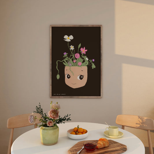 Plant Pot Head Art Print