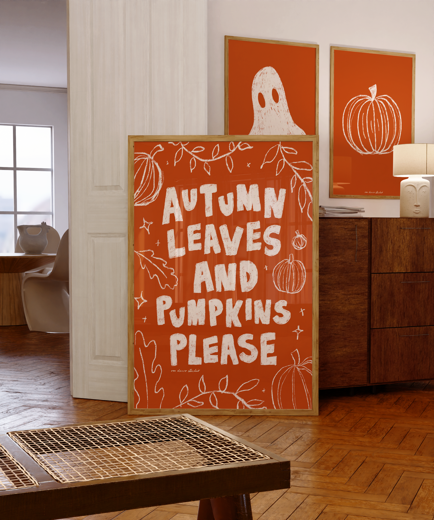 Autumn Leaves and Pumpkins Please Print