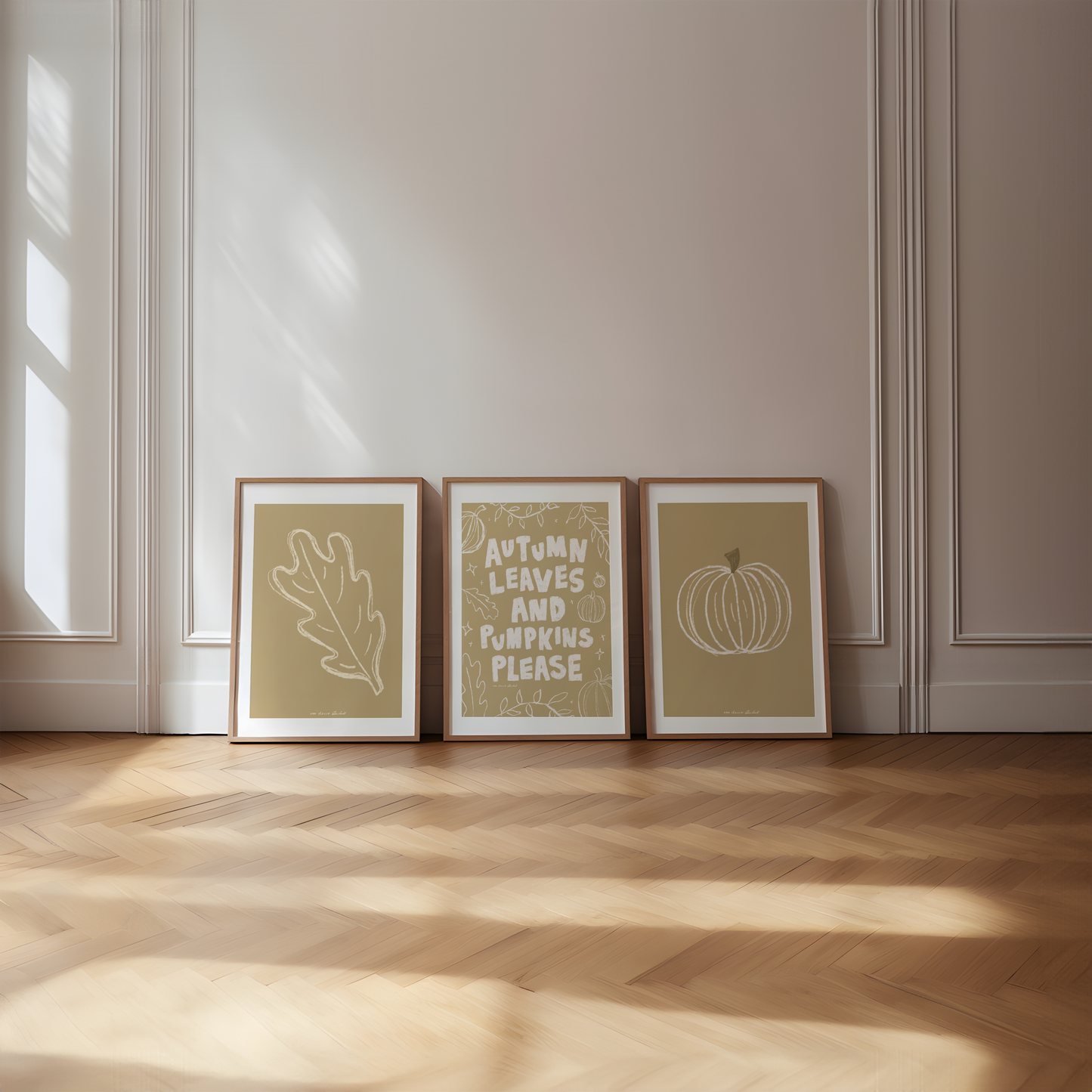 Autumn Beige Prints Set of 3