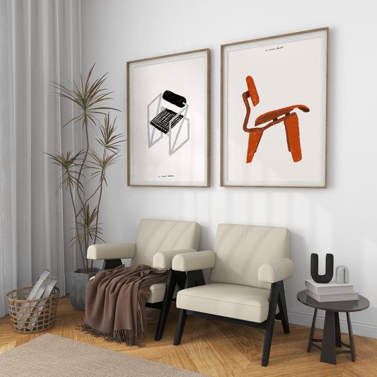 Retro Furniture Series - Chairs Set of Two Prints