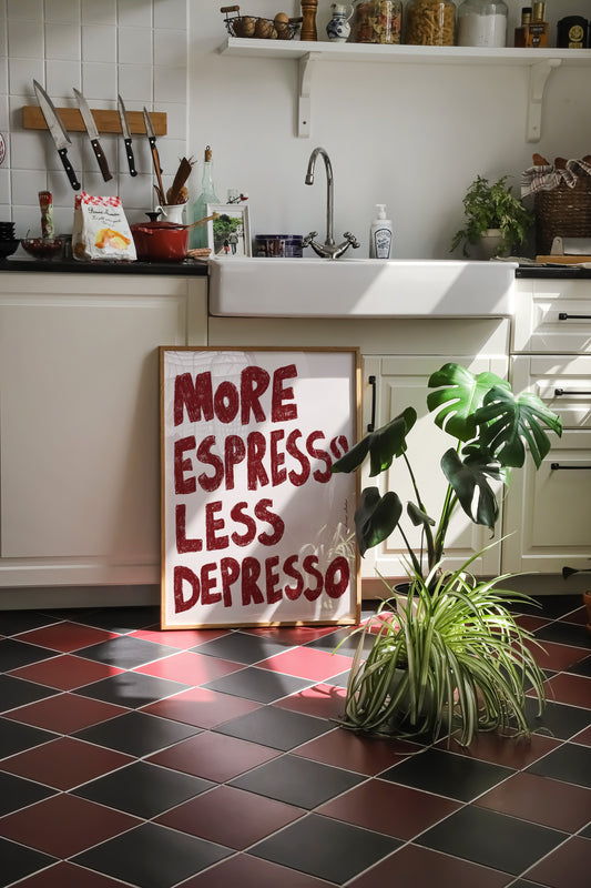 More Espresso Less Depresso Art Print