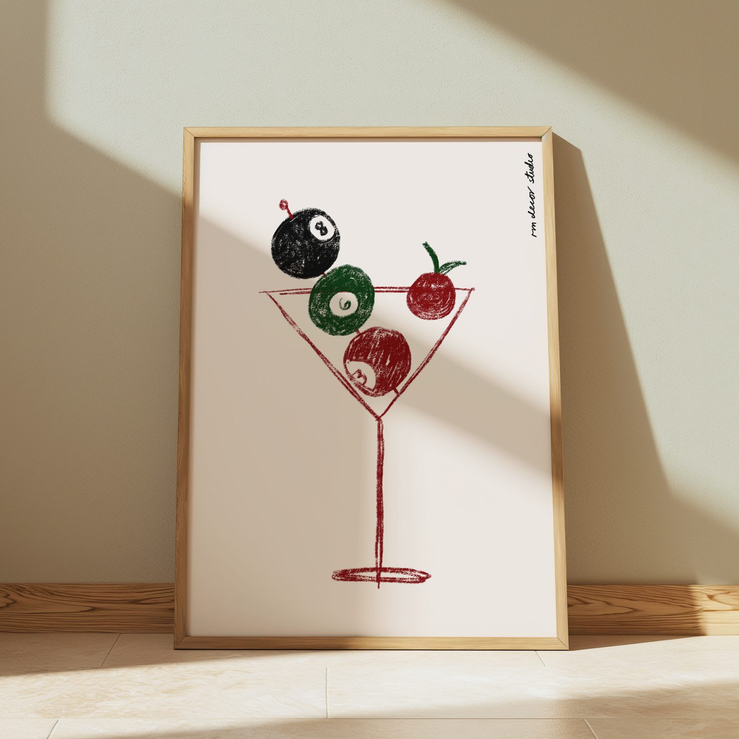 Pool Ball Martini Print