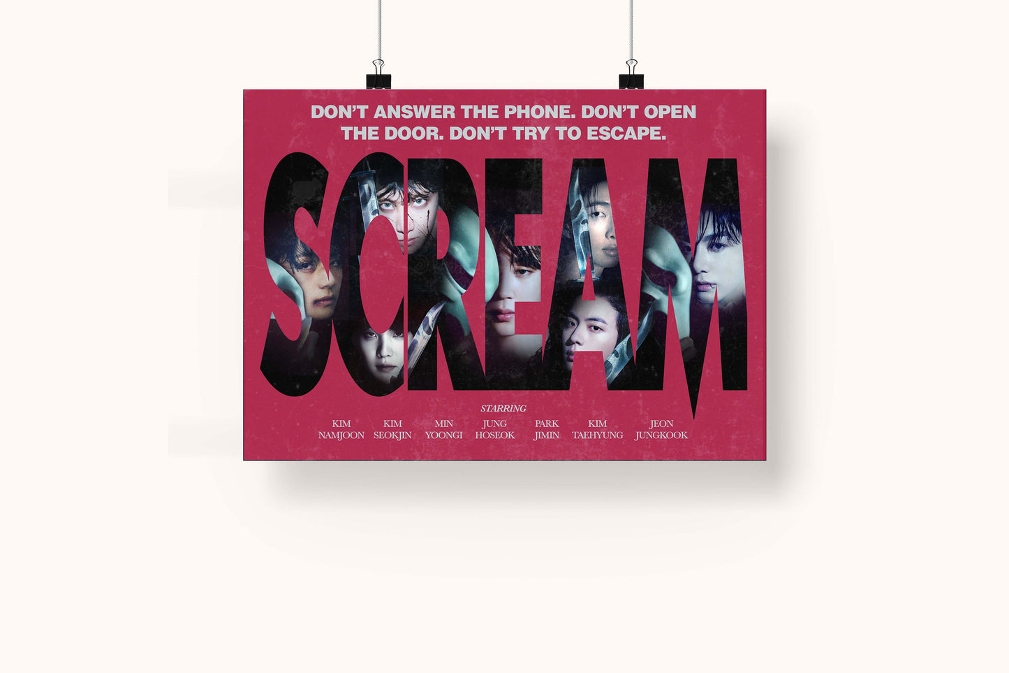 Bangtan OT7 Scream Halloween Movie Poster Print