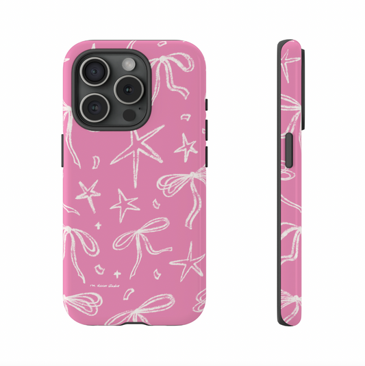 'Stars & Bows' Pink Double-Layered Protection Phone Case