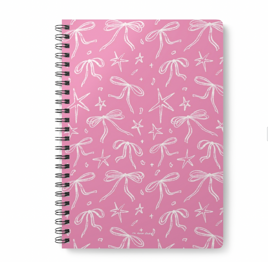 'Stars & Bows' Pink A5 Notebook