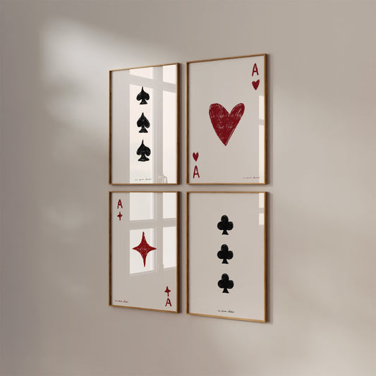 Playing Cards Set of Four Prints