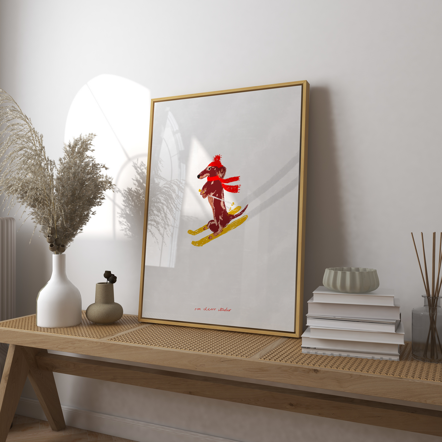 Skiing Dogs Print Set