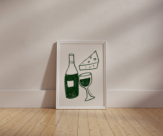 Wine & Cheese Print