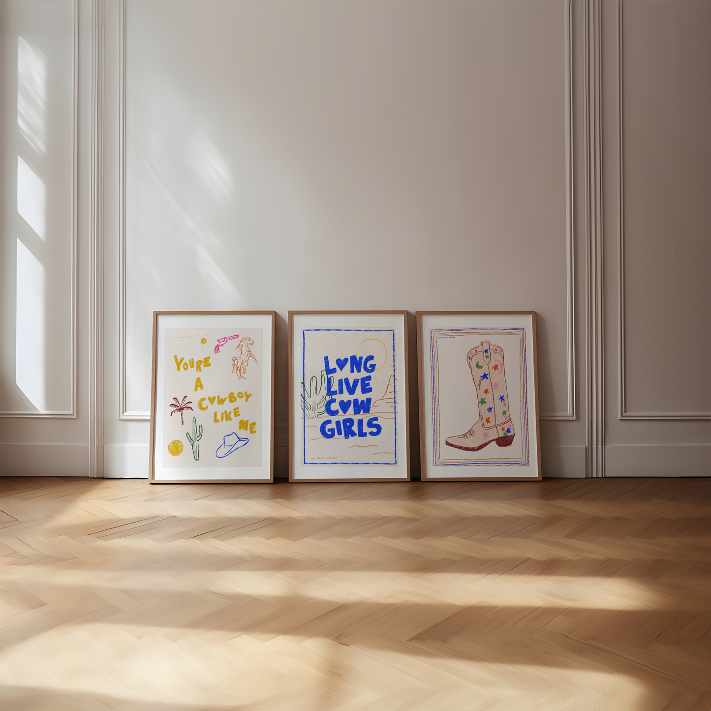 Cowgirl Art Print Set of Three