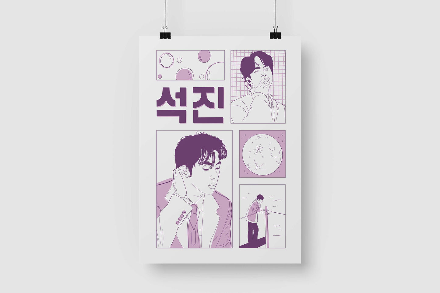 Bangtan Pack of 7 Illustration Art Prints (A6)