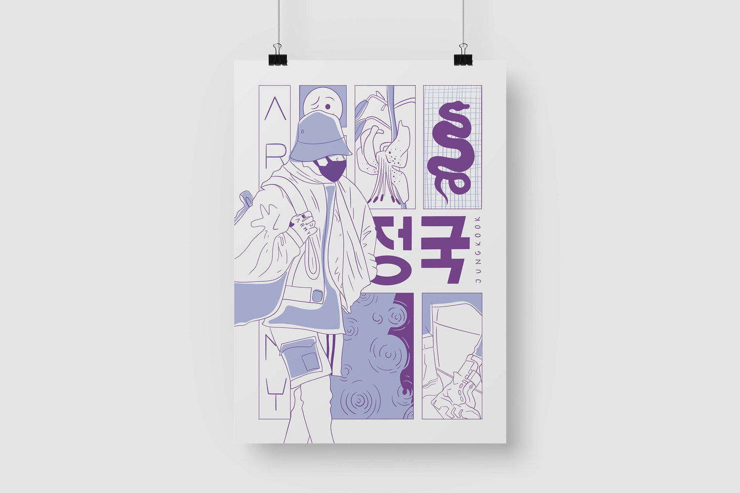 Bangtan Pack of 7 Illustration Art Prints (A6)